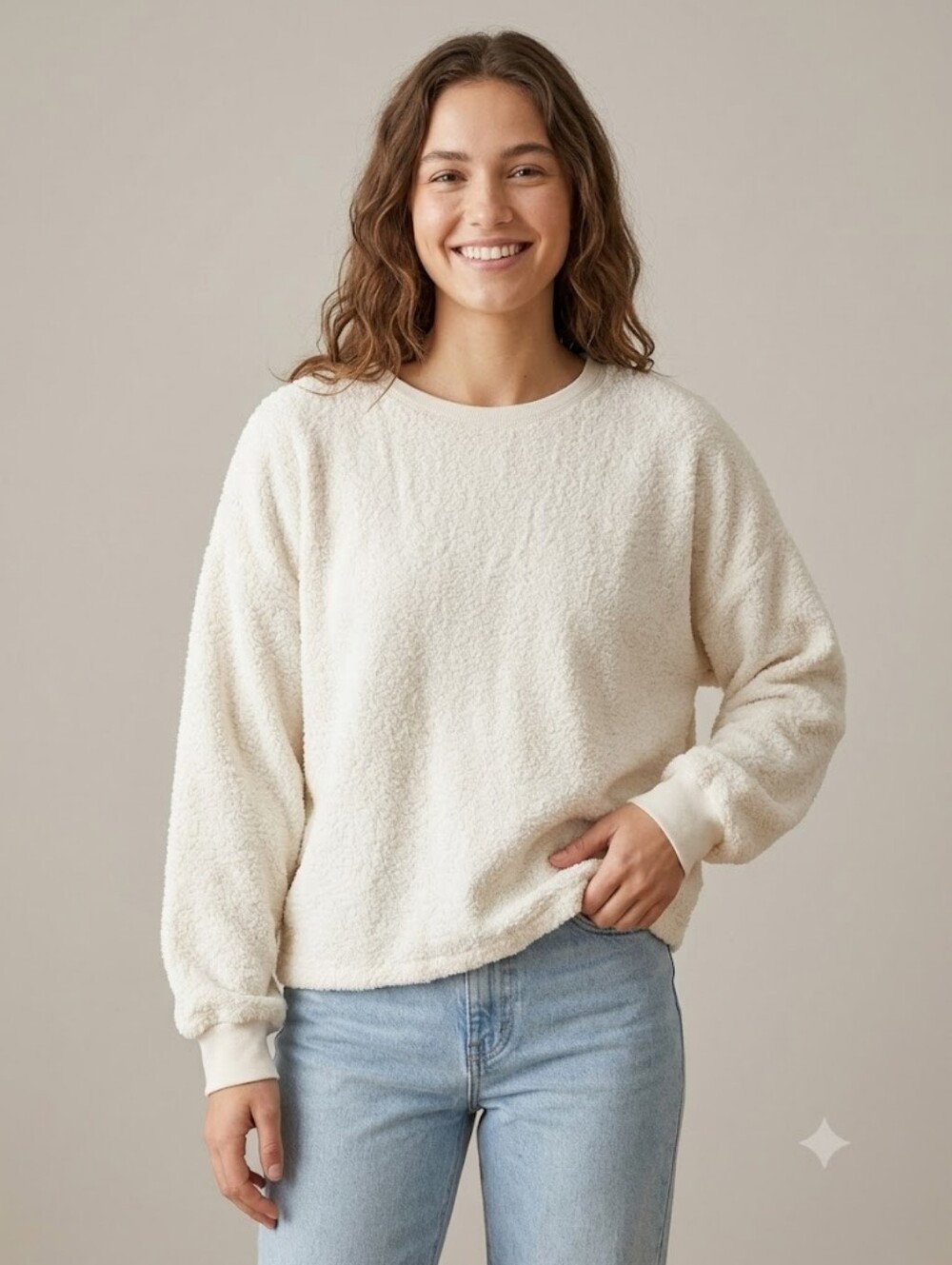 American Vintage Textured Crewneck Fisherman Beach Oversized Cotton City Girl
